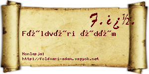 Földvári Ádám névjegykártya