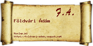 Földvári Ádám névjegykártya